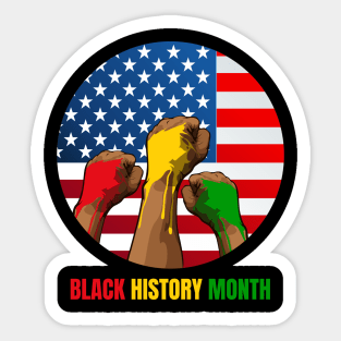 black history month american flag and fist Sticker